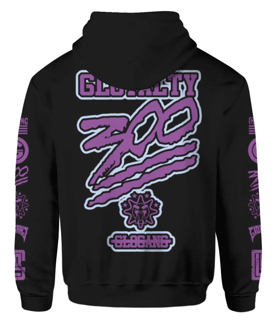 Glo Gang Merch 300 Gloyalty Hoodie II Black Purple - Spoias